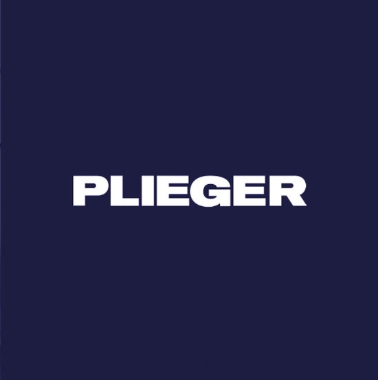 Donkerblauwe achtergrond met de merknaam PLIEGER in witte letters.