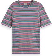 Scotch & Soda Textured stripe slim fit t-shirt Dames T-shirt - Maat L