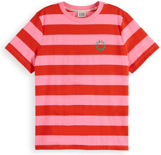 Scotch & Soda Regular fit striped Biologisch cotton t-shirt Dames T-shirt - Maat L