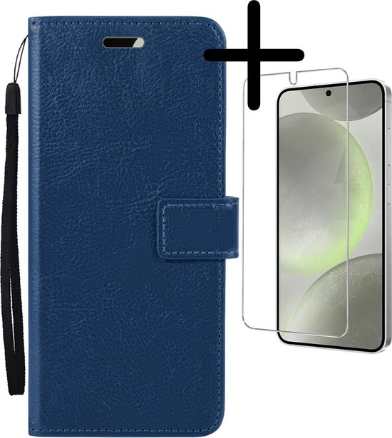Étui pour Samsung Galaxy S24 Plus - Bookcase à rabat avec protection d'écran - Étui pour Samsung Galaxy S24 Plus - Bleu foncé