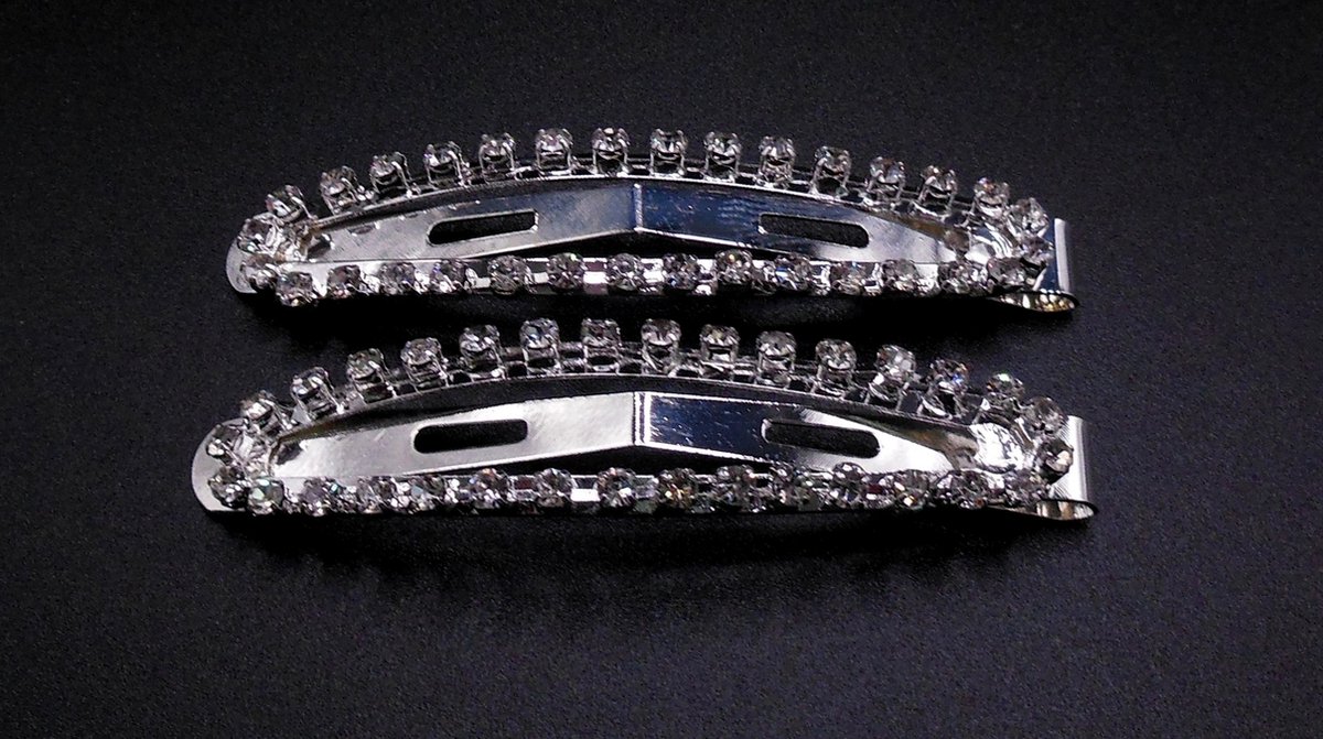 Klik-klak haarspeldjes zilver met strass