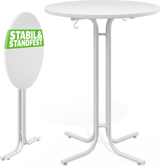 CASARIA Statafel - 70x110cm Inklapbaar Verstelbare Tafelpoten - Wit