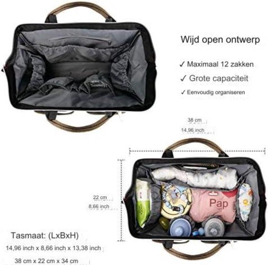 Luiertas pop - Verzorginstas pop - Pop verzorgingsset - Luiertas speelgoed - Luiertas speelgoed - 36 x 18 x 34cm - Taupe van Mamaloes — afbeelding 2