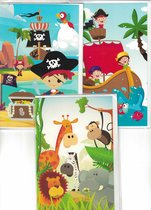 Cartes de vœux Blanco - enfants - garçons - cool - pirates - animaux sauvages - lot de 3