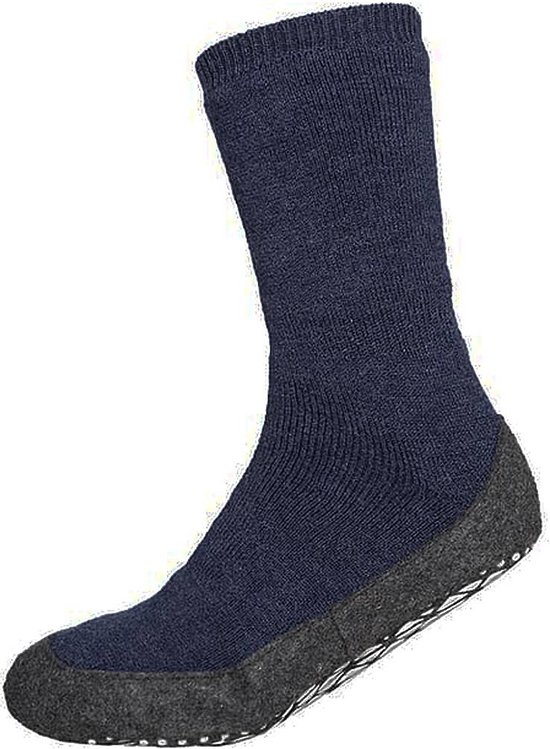 FALKE Cosyshoe Noppen op de zool wol huissokken heren blauw - maat 37-38
