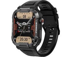 Kiraal Wave - Mannelijke Elegantie - Robuust Smartwatch Ontwerp - Android & iOS - Stijlvol Zwart Design