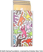 Ögon Designs Slider Card Holder - 6 cartes - Porte-cartes de crédit en aluminium - RFID Anti-Skim - Keith Haring - Couleur