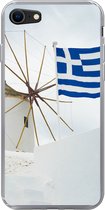 Geschikt voor iPhone 7 hoesje - Traditionele windmolen en de vlag van Griekenland - Siliconen Telefoonhoesje
