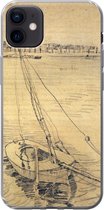 Geschikt voor iPhone 12 mini hoesje - Zeilboot op de Seine bij Asnières - Vincent van Gogh - Siliconen Telefoonhoesje