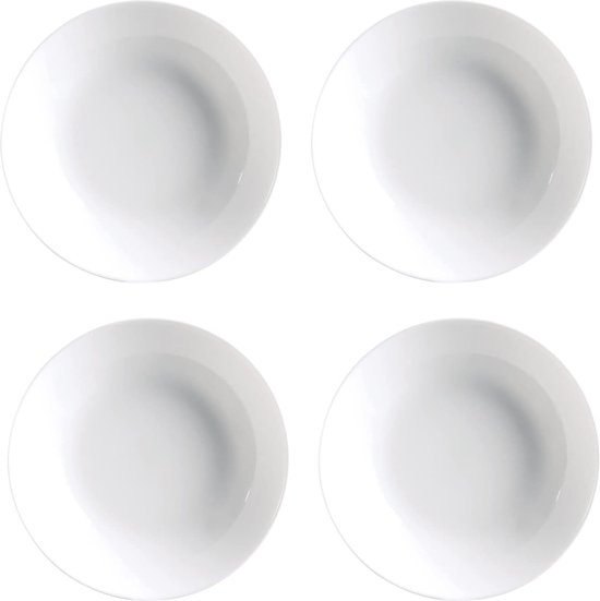 Set van 4 diepe opalen borden 20 cm wit
