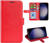 Samsung Galaxy S24 Hoesje - MobyDefend Wallet Book Case (Sluiting Achterkant) - Rood - GSM Hoesje - Telefoonhoesje Geschikt Voor Samsung Galaxy S24