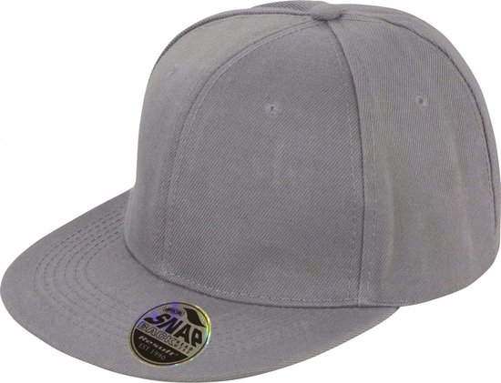 Bronx Original Flat Peak Snapback Cap - One Size, Gemeleerd Grijs