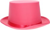 Fiestas Guirca verkleed hoge hoed - fuchsia roze - voor volwassenen - carnaval kleuren thema accessoires