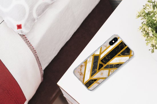 Coque iPhone Xs Max - Marbre - Or - Glitter - Luxe - Siliconen
