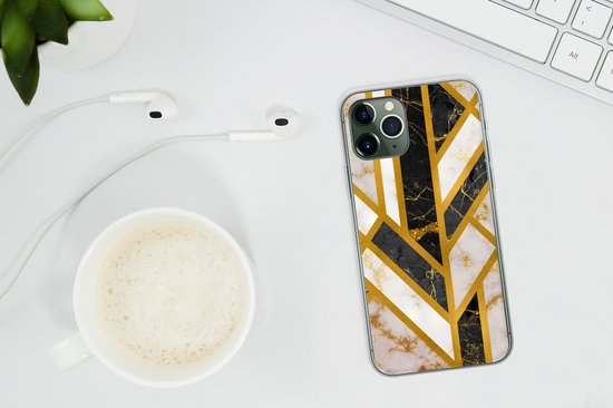 Coque iPhone 11 Pro - Marbre - Or - Glitter - Luxe - Siliconen