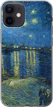 Geschikt voor iPhone 12 hoesje - De Sterrennacht - Vincent van Gogh - Siliconen Telefoonhoesje