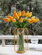 Real Touch Tulips - Oranje - Real Touch Tulpen - Orange - Tulpen - Kunstbloemen - Kunst Tulpen - Kunst Boeket - Tulp - 36 CM - Zijden Bloemen - Latex Bloem - Bruiloft - Voorjaar - Lente