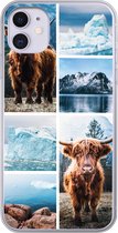 iPhone 11 hoesje - Schotse hooglander - IJs - Collage - Siliconen Telefoonhoesje