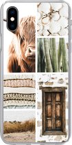 Geschikt voor iPhone Xs Max hoesje - Schotse hooglander - Collage - Cactus - Siliconen Telefoonhoesje