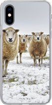 Geschikt voor iPhone X hoesje - Schapen - Wol - Sneeuw - Siliconen Telefoonhoesje