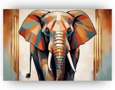 Olifant art deco - Art deco canvas schilderijen - Schilderij olifant - Vintage schilderij - Canvas keuken - Woondecoratie - 70 x 50 cm 18mm