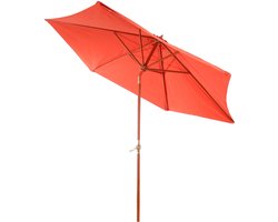 Houten parasol Tuinparasol Marktparasol Florida 3m, stabiel, kantelbaar, slinger ~ terracotta