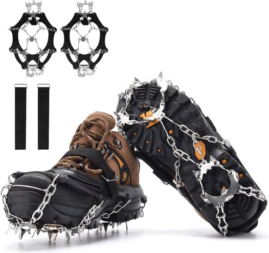 Crampons à Chaussures 19 Pointes Acier Inoxydable – Antidérapants Pour Randonnée Hiver Et Glace