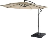 Acerra zweefparasol, parasol, Ø 3m kantelbaar, polyester/staal 11kg ~ crème met voet