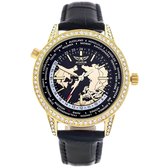 Aviator - Dames Horloge F-Series Diamond Gold Collection - Zwart/Goud - Ø 38mm