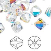 Swarovski Elements, Xilion Bicone (5328), 10 mm, AB transparent. Par 12 pièces