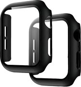 Luxe Full Cover Case Bumper Set Geschikt Voor Apple Watch Series 8 / 7 45mm - Bescherm Hoes 360 Graden - 2 Stuks - Zwart