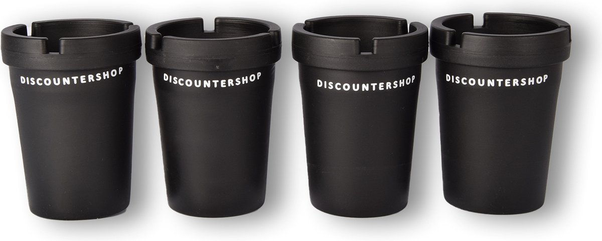 Set van 4 Auto Asbakken | Handige Cupholder Asbakken voor Binnenkant Auto | Zwart - 8x11 cm | Geschikt voor Verschillende Automodellen