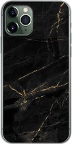 Geschikt voor iPhone 11 Pro hoesje - Marmer print look - Luxe - Zwart - Goud - Siliconen Telefoonhoesje