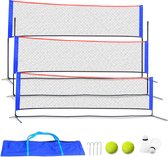 Kapler badmintonnet voor pickleball, volleybal, tennis, in hoogte verstelbaar voor volwassenen en kinderen, 300x90 tot 160 cm, inclusief twee badmintonballen en tennisballen, gemakkelijk mee te nemen