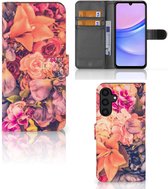 Flipcase Geschikt voor Samsung Galaxy A15 Telefoon Hoesje Cadeau voor Moeder Bosje Bloemen