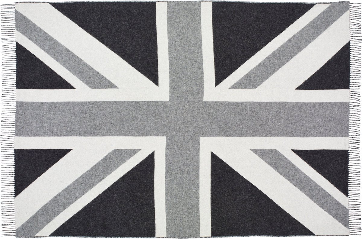 Plaid Vlag GB Union Jack Grijs - Merino Lamswol - 135x200 - Bronte by Moon Scotland
