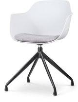 Nolon Chaise de salle à manger Nola avec coussin d'assise - Accoudoir - Rotatif - Blanc