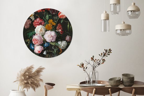 Cercle mural - Cercle mural - Nature morte aux fleurs dans un vase en verre - Peinture de Jan Davidsz. de Heem - Aluminium - ⌀ 90 cm - Intérieur et Extérieur