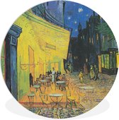 WallCircle - Wandcirkel ⌀ 90 - Caféterras bij nacht - Vincent van Gogh - Ronde schilderijen woonkamer - Wandbord rond - Muurdecoratie cirkel - Kamer decoratie binnen - Wanddecoratie muurcirkel - Woonaccessoires