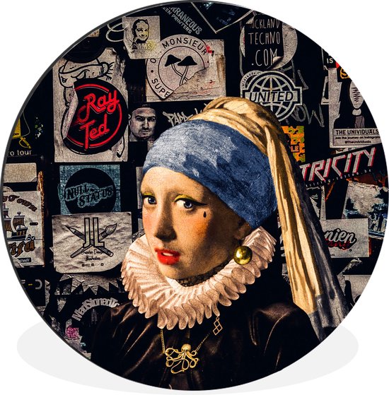 Wandcirkel Oude Meesters - Muurcirkel - Aluminium - ⌀ 30 - Meisje met de parel - Tattoo - Vermeer"