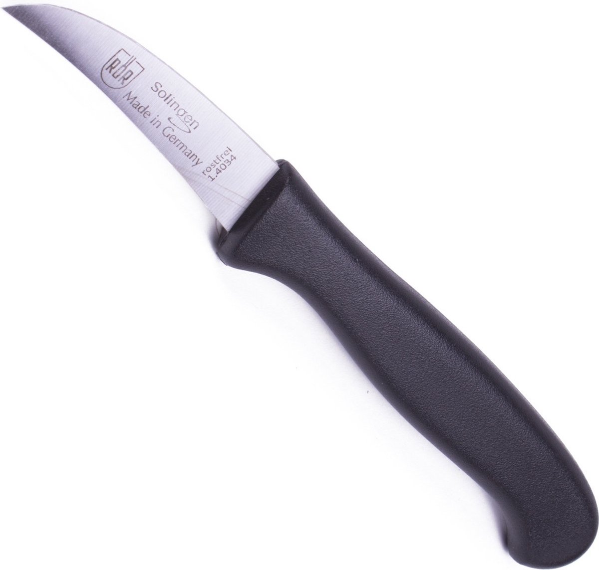 Solingen aardappelschilmes zwart - krom gebogen lemmet - schilmes - aardappelmesje