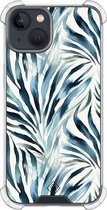 Casimoda® hoesje - Geschikt voor iPhone 13 Mini - Japandi Waves - Shockproof case - Extra sterk - TPU/polycarbonaat - Blauw, Transparant