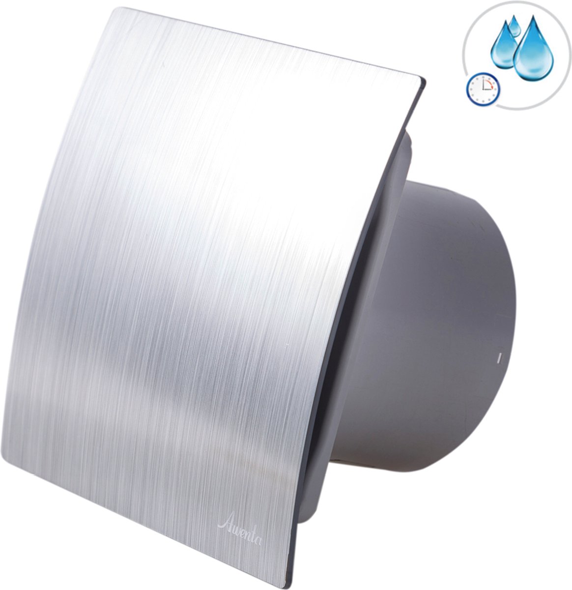 Awenta badkamerventilator 100 mm - Timer en vochtsensor - Silent - RVS