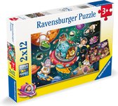 Ravensburger puzzel Diren in de ruimte - Twee puzzels - 12 stukjes - kinderpuzzel