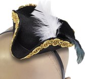 Rubies Carnaval verkleed mini hoedje voor een Piraat - zwart - diadeem - dames