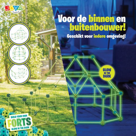 Joya Creative 130 pièces Construisez votre propre Fort - Jouets de construction Glow dans le noir - Convient pour l'intérieur et l'extérieur