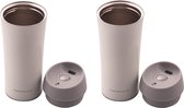 Set van 2 clicktumbler+ 400 ml thermobeker Coffee To Go koffiebeker thermo roestvrij staal