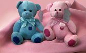 Teddybeertje - stof - roze - blauw - 18 cm - baby cadeau - cadeau kindje - Sint cadeau