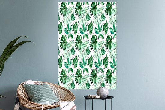 Stickers muraux - Vintage - Feuilles - Points - 60x90 cm - Feuille adhésive