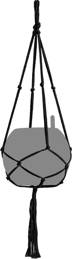 LECHUZA Macramé Cotton BOHO 90 - Cintre pour plantes - longueur 90 cm - noir - 100% coton